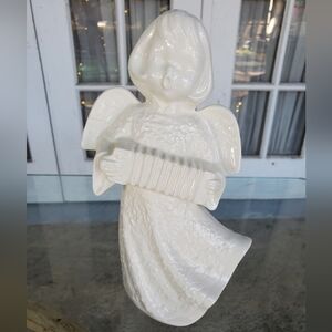 Vintage Ceramic White Glossy Angel Figurine, Nearly 8" Tall, Beautiful Angel